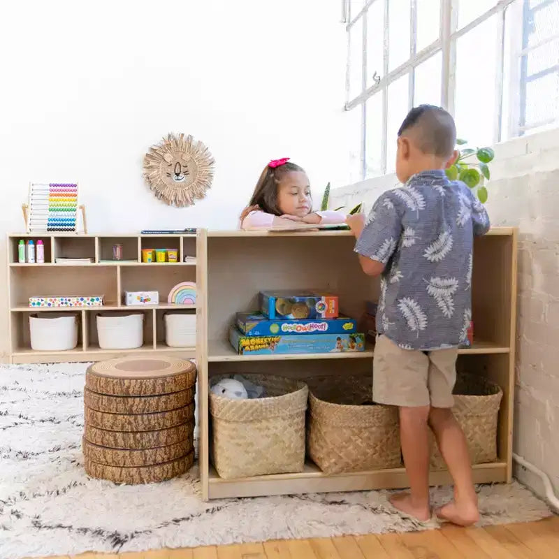 ECR4Kids Espositore per Libri Mobile Bifacciale con Ripiani Contenitori, Scaffale per Aula
