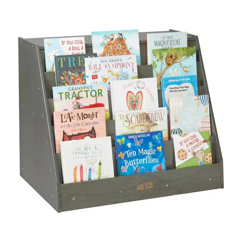 ECR4Kids Espositore per Libri Mobile Bifacciale con Ripiani Contenitori, Scaffale per Aula
