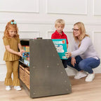ECR4Kids Espositore per Libri Mobile Bifacciale con Ripiani Contenitori, Scaffale per Aula