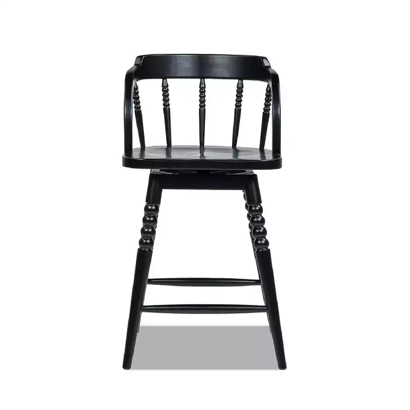 Jennifer Taylor Home Breda 25.5 Turned Bubble Spindle Low-Back Wood Counter Stool, Black