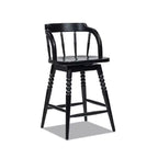Sgabello da bancone basso in legno Jennifer Taylor Home Breda 25.5 con fusello a bolle tornito, schienale basso, nero