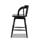 Sgabello da bancone basso in legno Jennifer Taylor Home Breda 25.5 con fusello a bolle tornito, schienale basso, nero