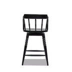 Sgabello da bancone basso in legno Jennifer Taylor Home Breda 25.5 con fusello a bolle tornito, schienale basso, nero