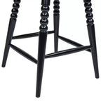 Sgabello da bancone basso in legno Jennifer Taylor Home Breda 25.5 con fusello a bolle tornito, schienale basso, nero