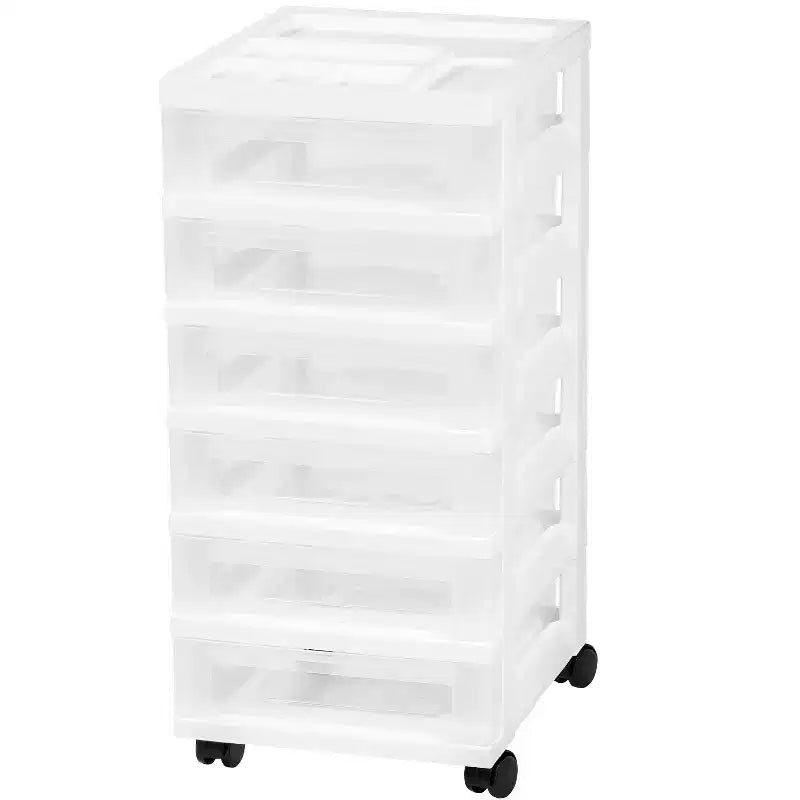 IRIS USA 6 Drawer Rolling Storage Cart with Organizer Top, White