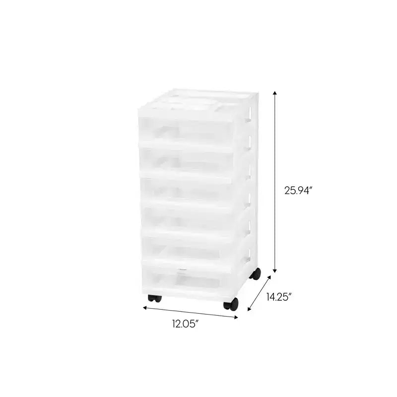IRIS USA Carrello portaoggetti a 6 cassetti con piano organizer, bianco
