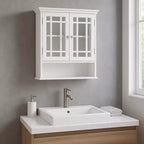 Teamson Home Neal Removable Wooden Wall Cabinet with 2 Glass Doors, White