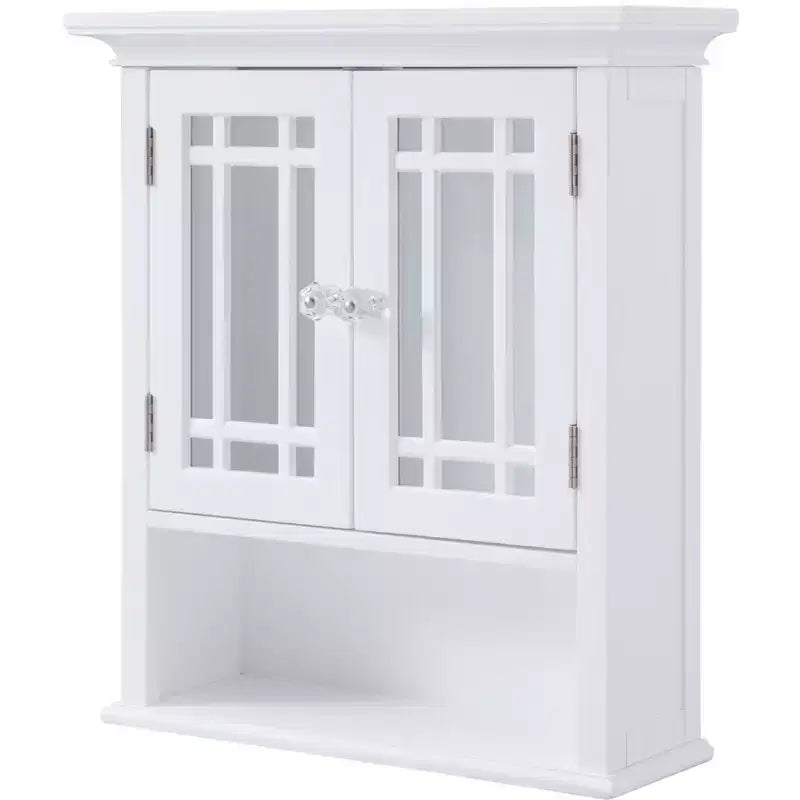 Teamson Home Neal Mobiletto da parete rimovibile in legno con 2 ante in vetro, Bianco