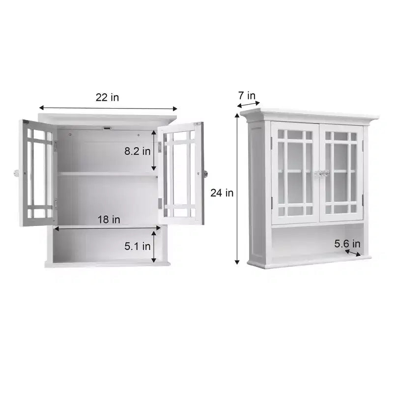 Teamson Home Neal Mobiletto da parete rimovibile in legno con 2 ante in vetro, Bianco