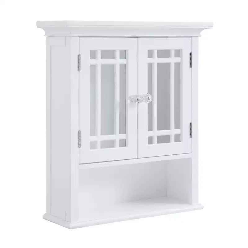 Teamson Home Neal Mobiletto da parete rimovibile in legno con 2 ante in vetro, Bianco