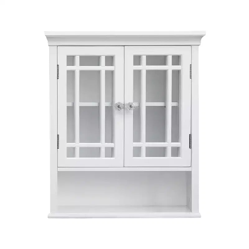 Teamson Home Neal Mobiletto da parete rimovibile in legno con 2 ante in vetro, Bianco