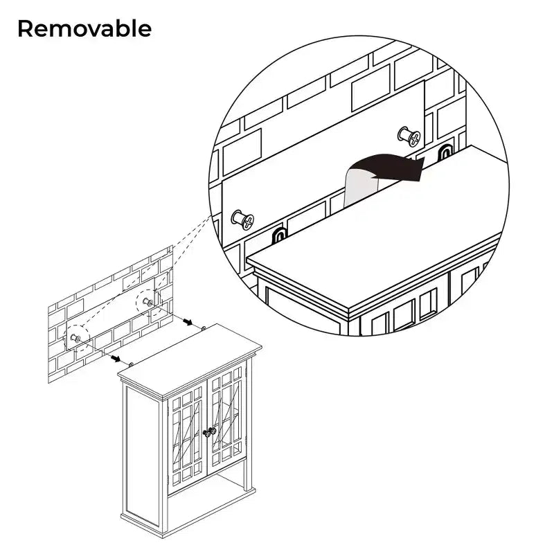 Teamson Home Neal Mobiletto da parete rimovibile in legno con 2 ante in vetro, Bianco