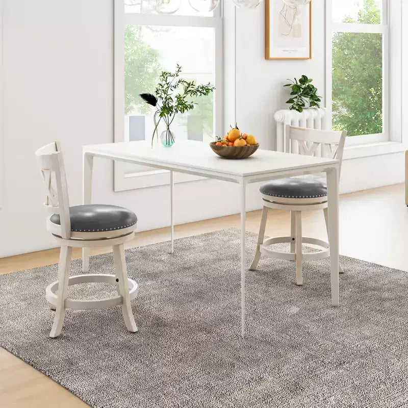 Costway Set di 2 Sgabelli da Bar Anticato a Mano Girevoli con Seduta Larga 51 cm, Altezza Bancone 65 cm