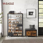 Scarpiera a 8 Ripiani, Organizzatore di Scarpe, per 32-40 Paia di Scarpe, Grande Organizer Scarpiera con 7 Ripiani in Rete Metallica, Marrone Rustico e Nero