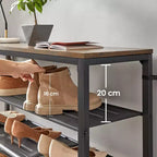 Scarpiera a 8 Ripiani, Organizzatore di Scarpe, per 32-40 Paia di Scarpe, Grande Organizer Scarpiera con 7 Ripiani in Rete Metallica, Marrone Rustico e Nero