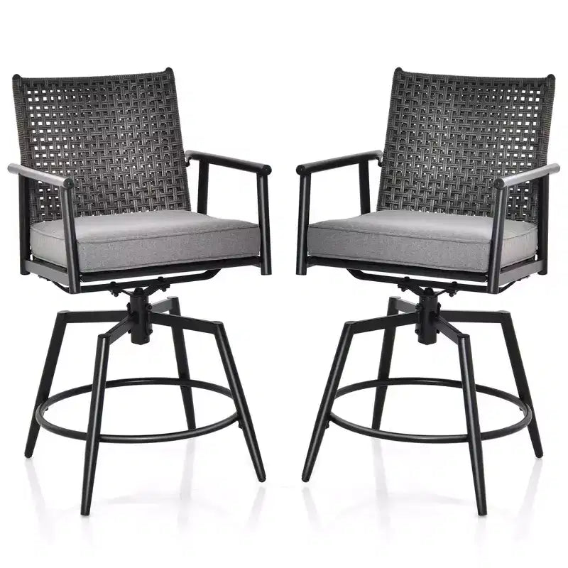 Costway 360 Swivel Bar Stool Set Counter Height Bar Chair with Metal Frame