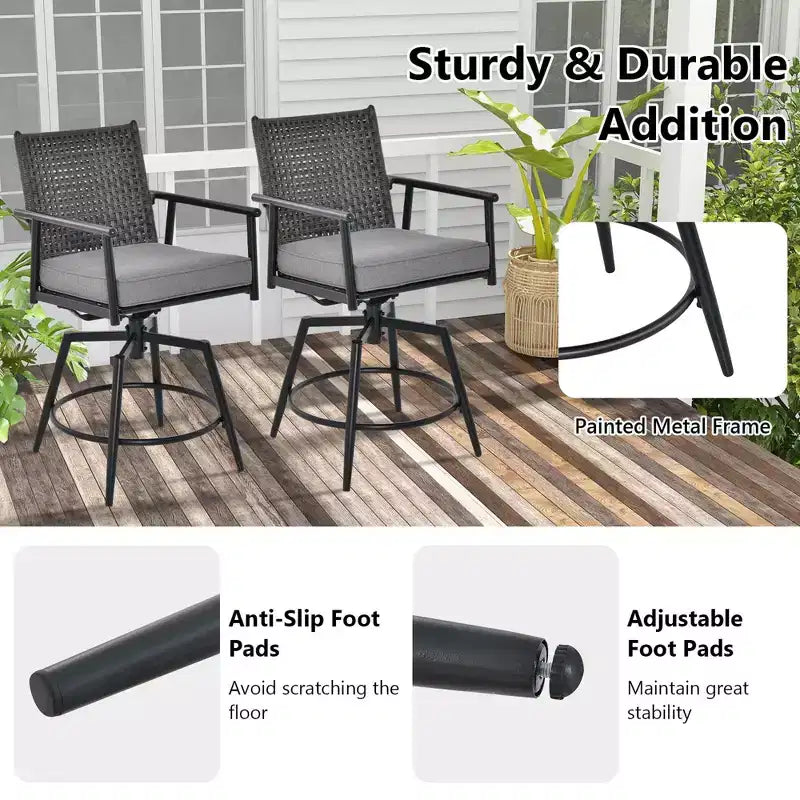 Set di sgabelli da bar girevoli a 360° Costway, altezza bancone, con struttura in metallo