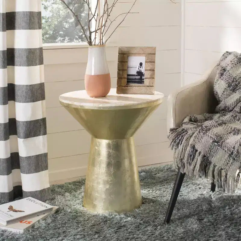 Tavolino rotondo Fae Mosaic - TRB1008A - Rosa Champagne/Oro - Safavieh