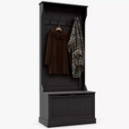 HOMCOM 3-In-1 Entryway Hall Tree with Storage Bench, Coat Rack with Four Hooks, and Shoe Storage