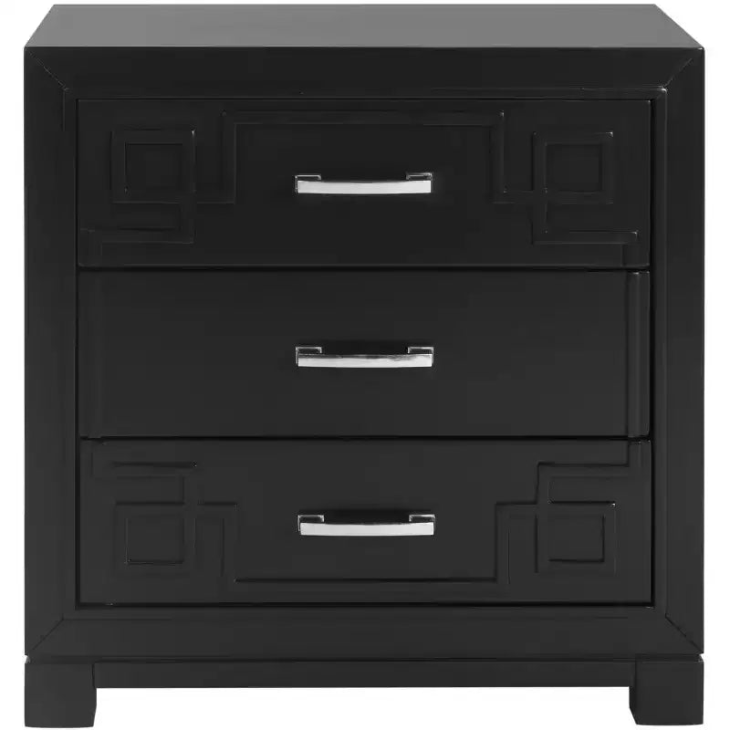 Raina 3 Drawer Greek Key Nightstand - FOX6278 - Safavieh Couture