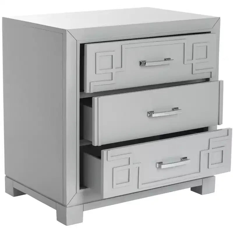 Comodino Raina con 3 cassetti e motivo a chiave greca - FOX6278 - Safavieh Couture