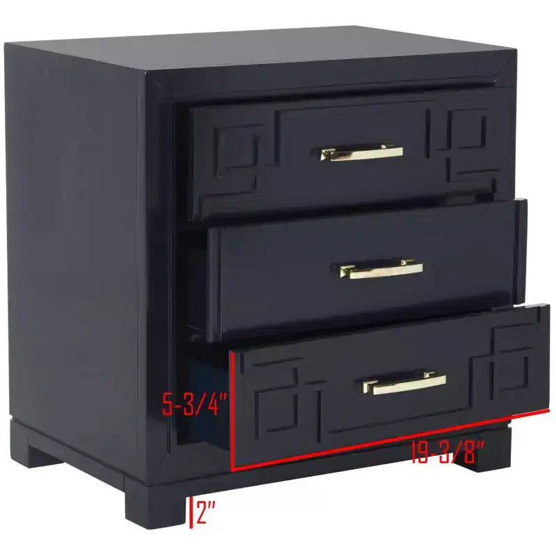 Comodino Raina con 3 cassetti e motivo a chiave greca - FOX6278 - Safavieh Couture
