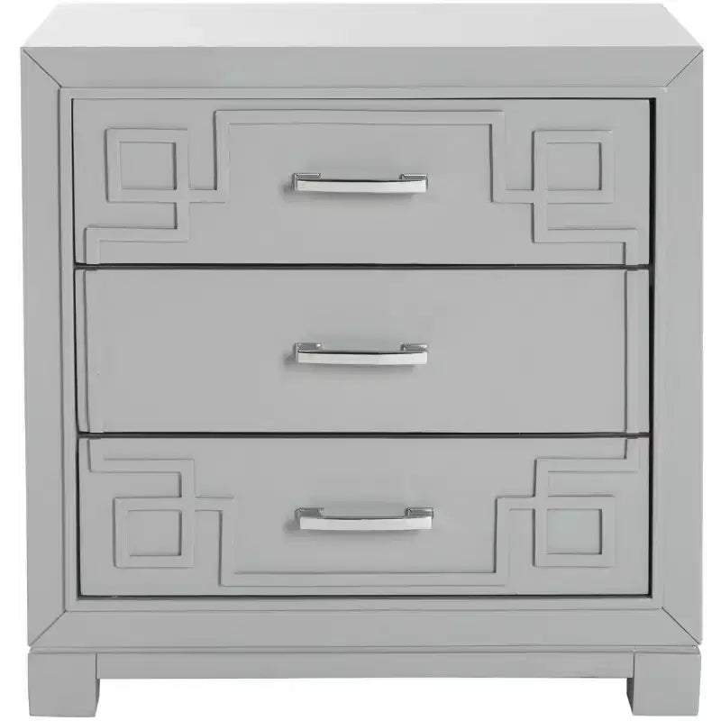 Comodino Raina con 3 cassetti e motivo a chiave greca - FOX6278 - Safavieh Couture
