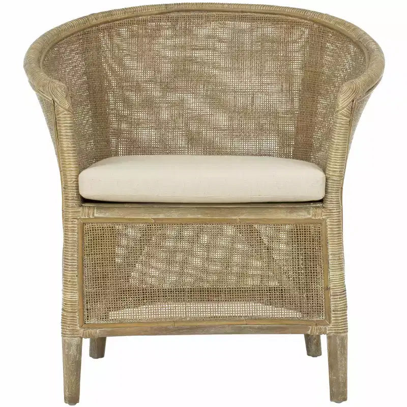 Alexana Rattan Armchair - ACH6502A - White/Grey White Wash - Safavieh