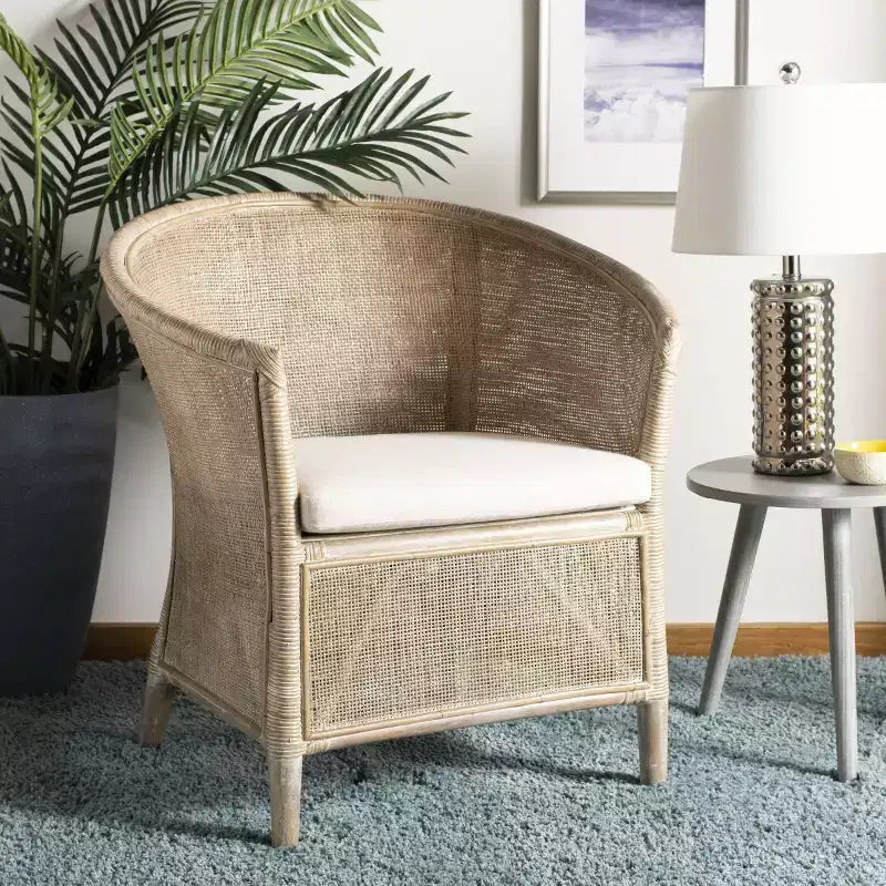Poltrona Alexana in Rattan - ACH6502A - Bianco/Grigio sbiancato - Safavieh