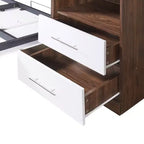 Letto a scomparsa matrimoniale/singolo con armadio, bianco+noce-ModernLuxe