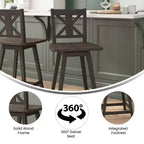 Sgabello da pranzo girevole in legno stile rustico moderno Emma e Oliver con schienale intagliato decorativo