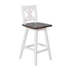 Sgabello da pranzo girevole in legno stile rustico moderno Emma e Oliver con schienale intagliato decorativo