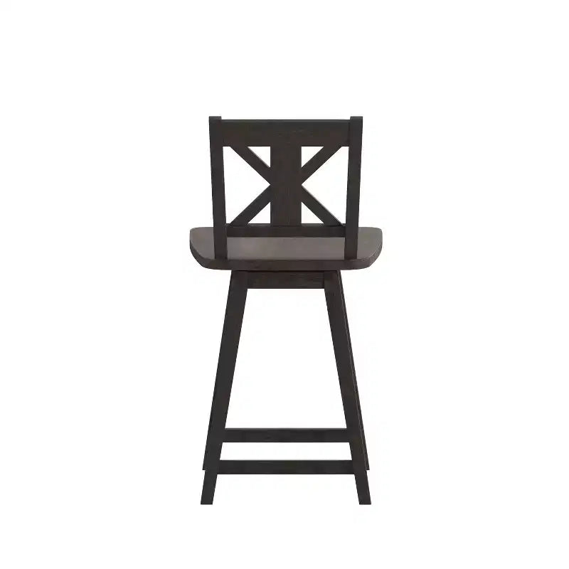 Sgabello da pranzo girevole in legno stile rustico moderno Emma e Oliver con schienale intagliato decorativo