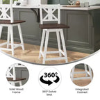 Sgabello da pranzo girevole in legno stile rustico moderno Emma e Oliver con schienale intagliato decorativo