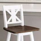 Sgabello da pranzo girevole in legno stile rustico moderno Emma e Oliver con schienale intagliato decorativo