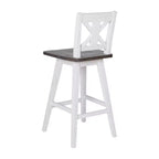Sgabello da pranzo girevole in legno stile rustico moderno Emma e Oliver con schienale intagliato decorativo