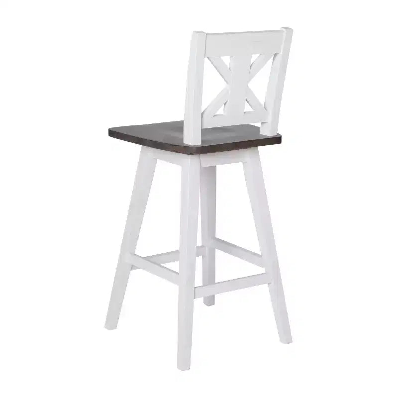 Sgabello da pranzo girevole in legno stile rustico moderno Emma e Oliver con schienale intagliato decorativo