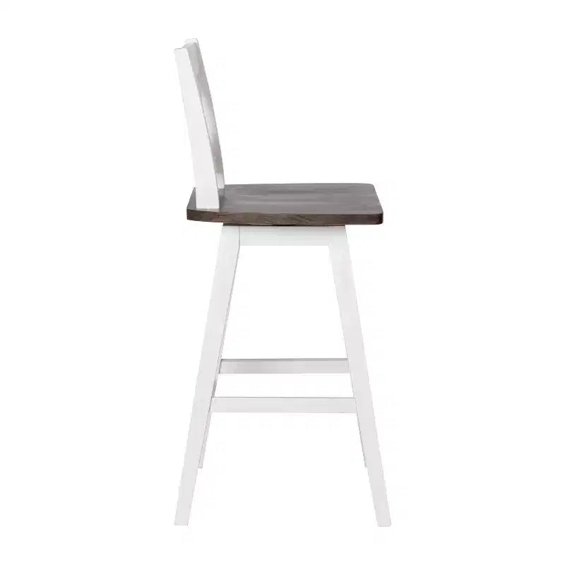 Sgabello da pranzo girevole in legno stile rustico moderno Emma e Oliver con schienale intagliato decorativo