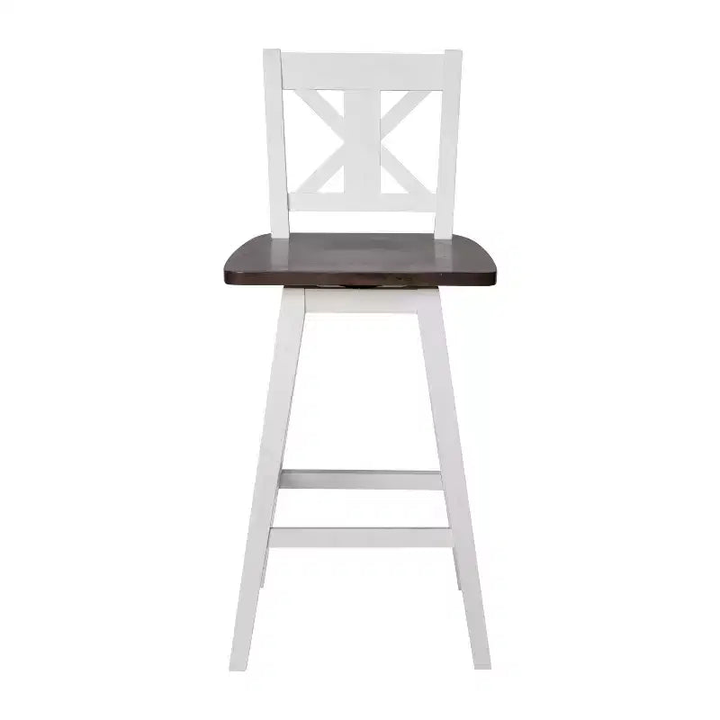 Sgabello da pranzo girevole in legno stile rustico moderno Emma e Oliver con schienale intagliato decorativo