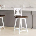 Emma and Oliver Wooden Modern Farmhouse Swivel Dining Stool with Decorative Carved Back