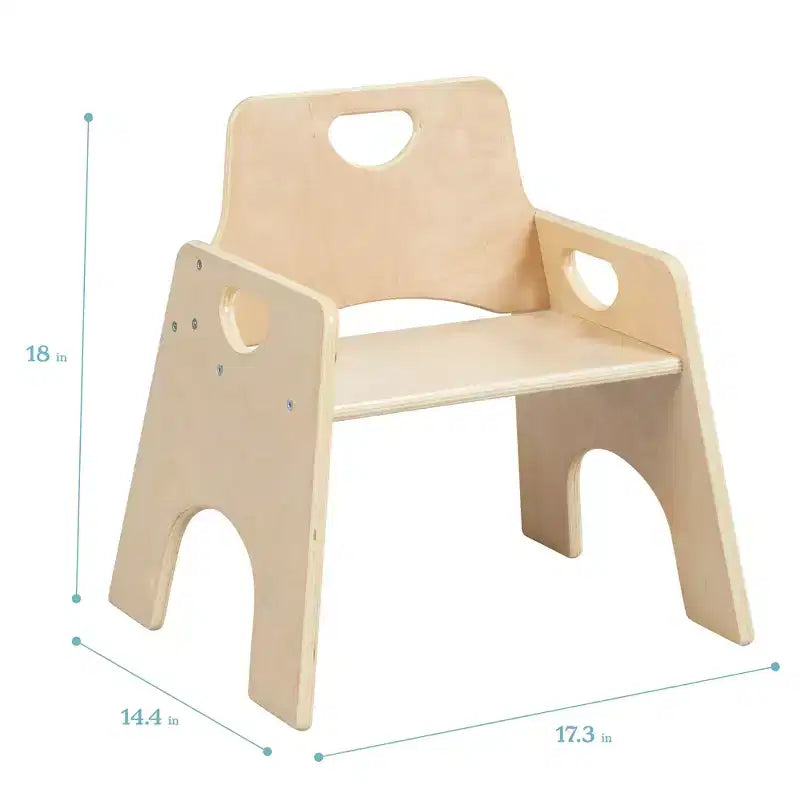 Sedia Impilabile in Legno per Bambini 25 cm Confezione da 2