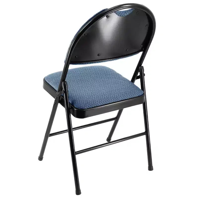 Sedia Pieghevole in Metallo Elama 4 Pezzi con Sedile Imbottito, Blu Scuro