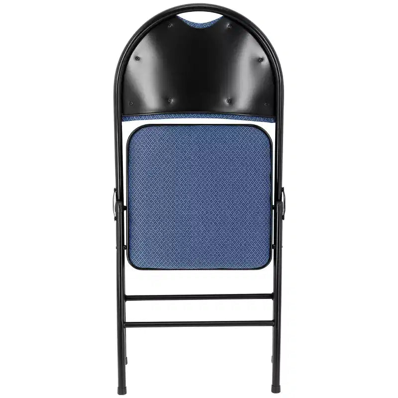 Sedia Pieghevole in Metallo Elama 4 Pezzi con Sedile Imbottito, Blu Scuro