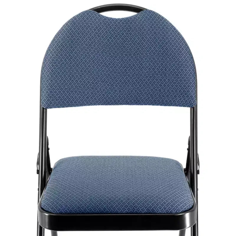 Sedia Pieghevole in Metallo Elama 4 Pezzi con Sedile Imbottito, Blu Scuro