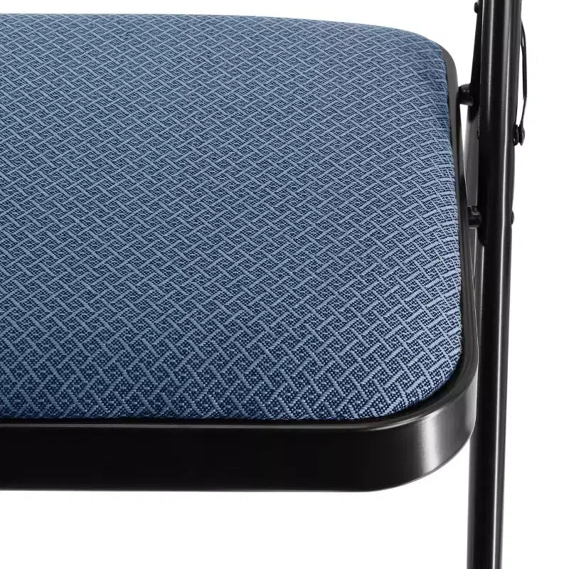 Sedia Pieghevole in Metallo Elama 4 Pezzi con Sedile Imbottito, Blu Scuro