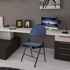 Sedia Pieghevole in Metallo Elama 4 Pezzi con Sedile Imbottito, Blu Scuro