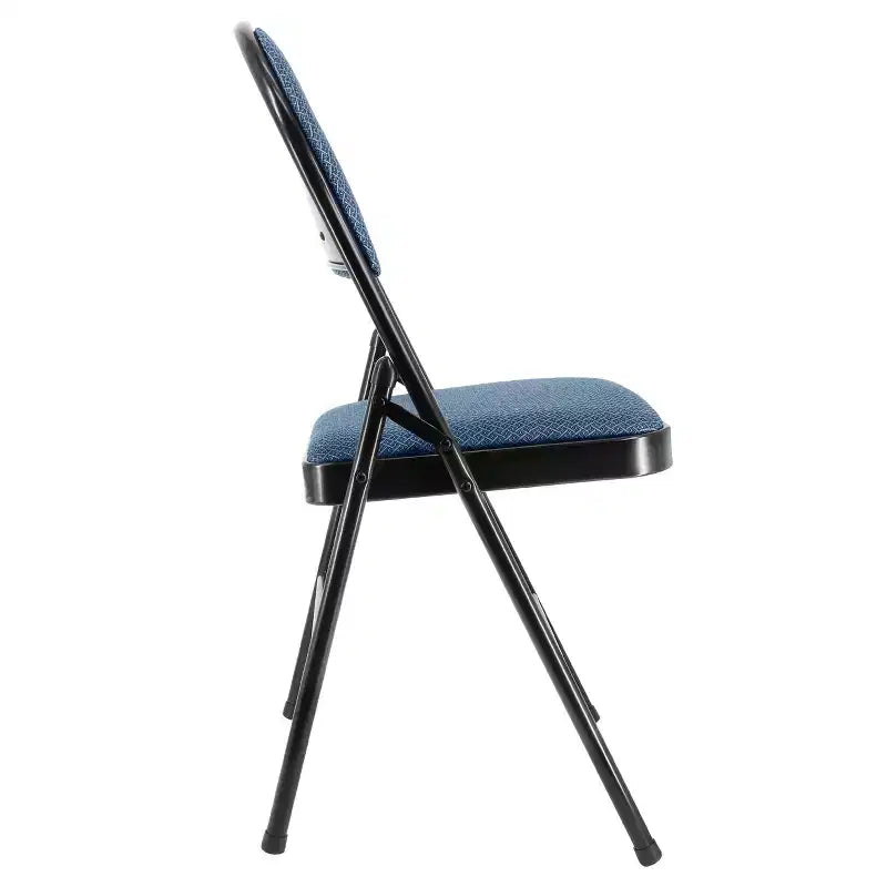 Sedia Pieghevole in Metallo Elama 4 Pezzi con Sedile Imbottito, Blu Scuro