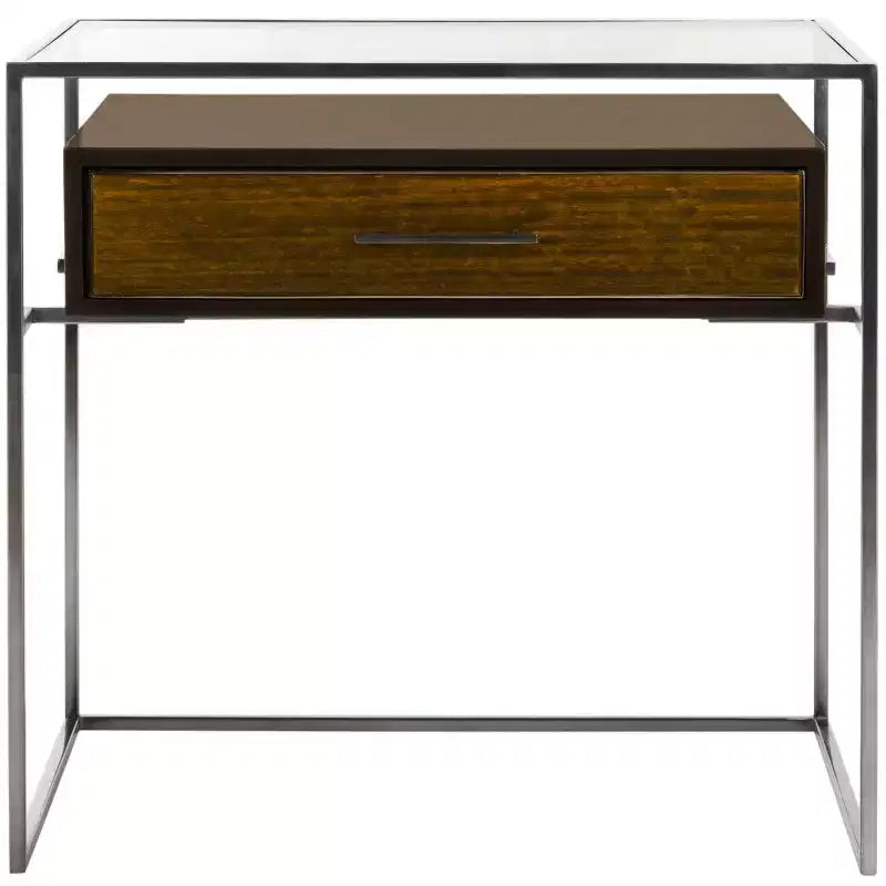 Caelan Glass Nightstand - SFV6020 - Dark Brown - Safavieh Couture