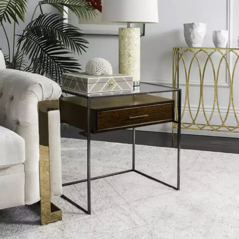 Comodino Caelan Glass - SFV6020 - Marrone scuro - Safavieh Couture