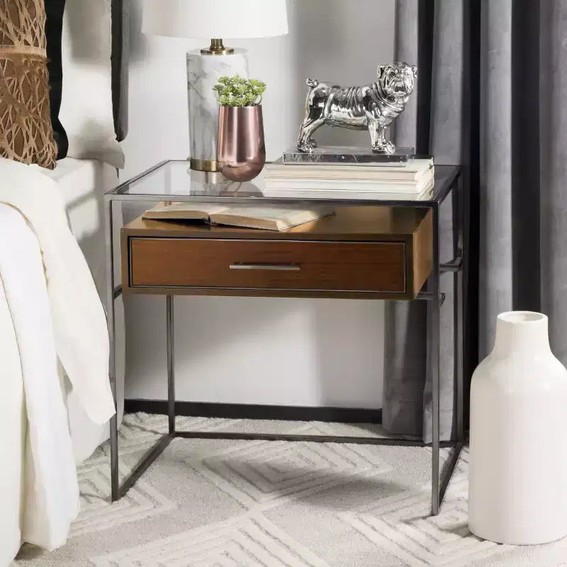 Comodino Caelan Glass - SFV6020 - Marrone scuro - Safavieh Couture